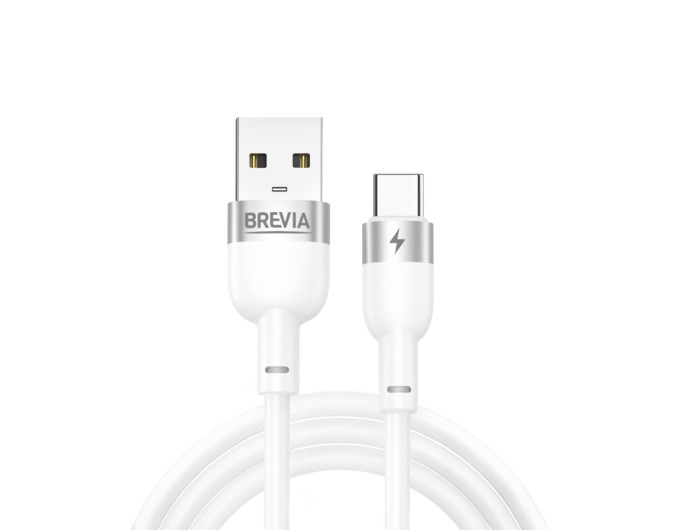 Кабель Brevia USB to Type-C 2,4А 1,2м, білий box, ціна: 146 грн.