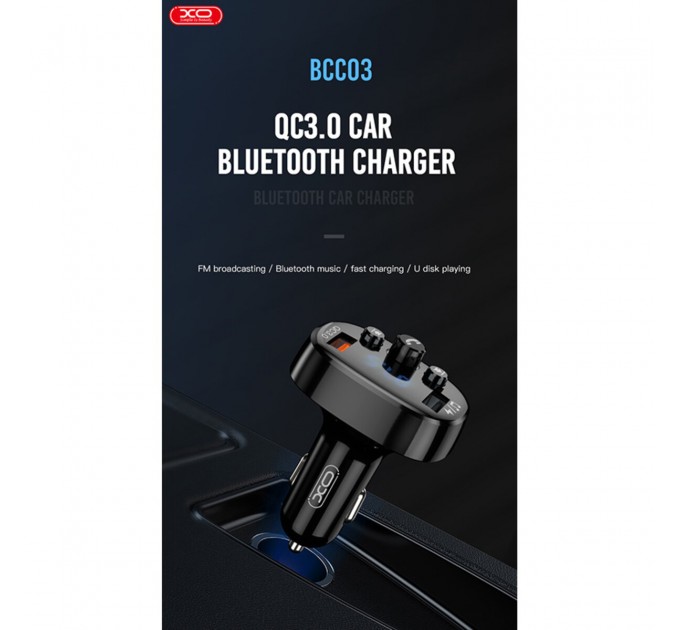 FM-трансмітер XO BCC03 Bluetooth+QC чорний, ціна: 369 грн.