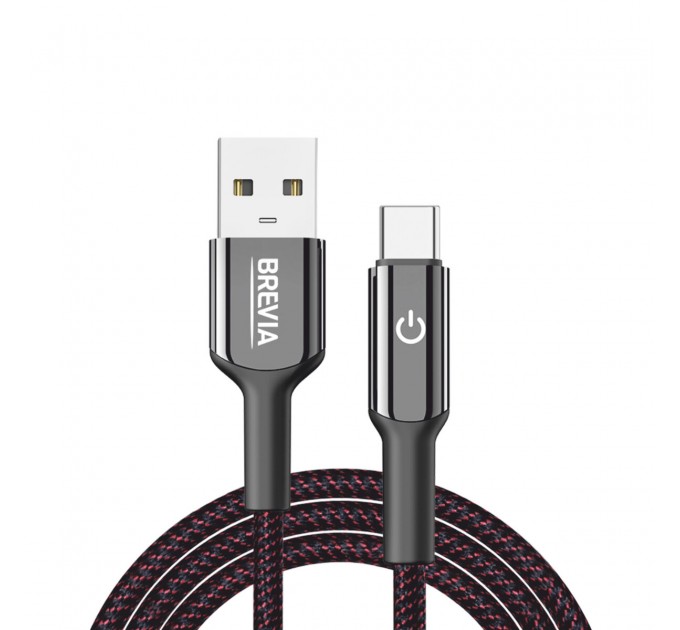 Кабель Brevia USB to Type-C 2,4А 1,2м, черный box, цена: 246 грн.