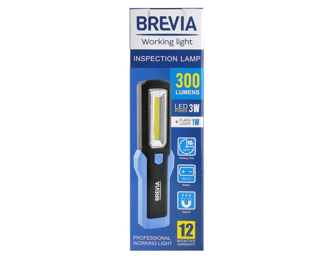 Фонарь инспекционный Brevia LED 3W COB+1W LED 300lm, 3xAA, цена: 522 грн.
