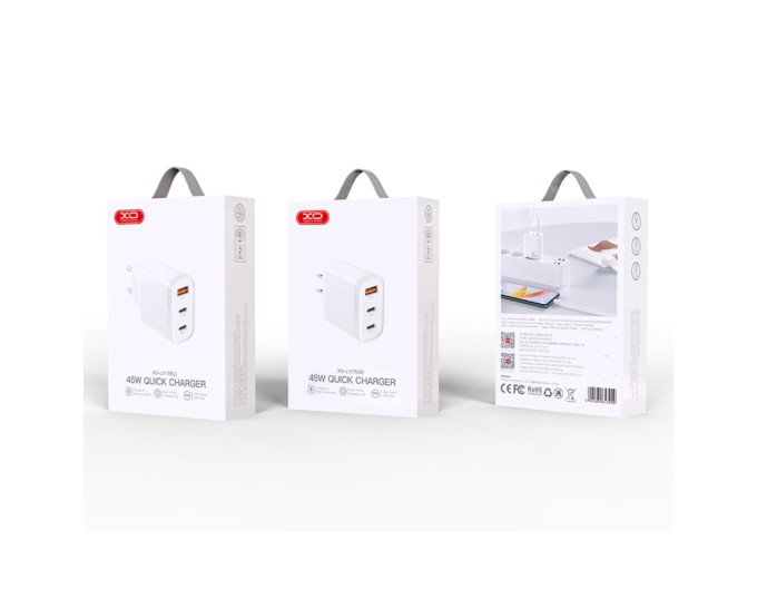 Сетевое зарядное устройство XO L117 PD45W/QC18W 2USB-C+1USB-A белый, цена: 599 грн.