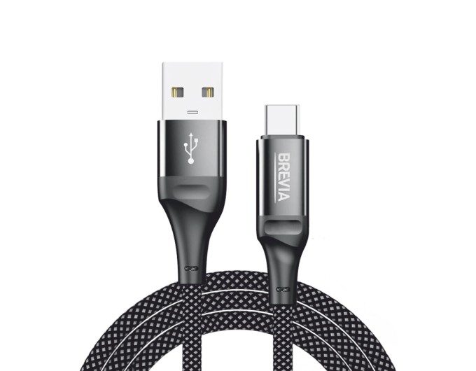 Кабель Brevia USB to Type-C 2,4А 1м, чорний box, ціна: 153 грн.