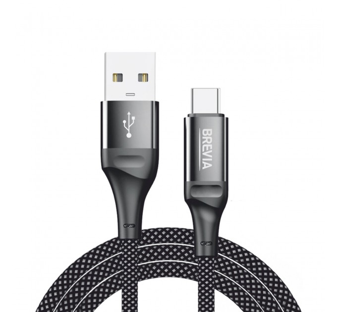 Кабель Brevia USB to Type-C 2,4А 1м, черный box, цена: 150 грн.