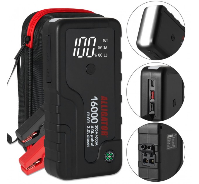 Пусковое устройство Alligator Jump Starter 300A/600A 16000mAh, цена: 2 641 грн.