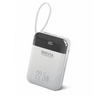 Повербанк (Power Bank) Brevia 10000mAh 22.5W Type-C+Lightning Cable, Li-Pol, LCD білий