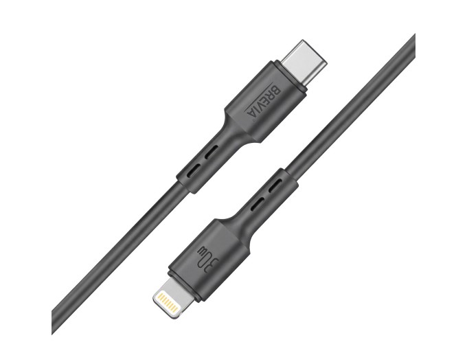 Кабель Brevia Type-C to Lightning 30W 1м, чорний ZIP, ціна: 167 грн.