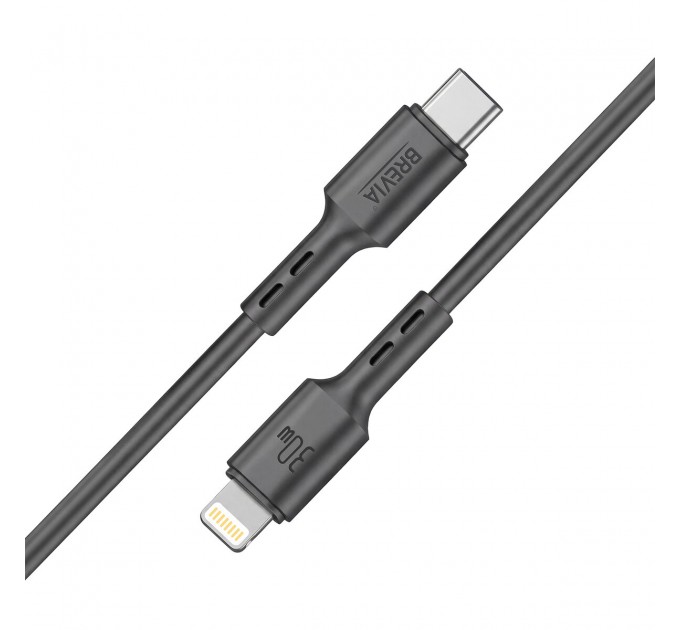 Кабель Brevia Type-C to Lightning 30W 1м, черный ZIP, цена: 164 грн.