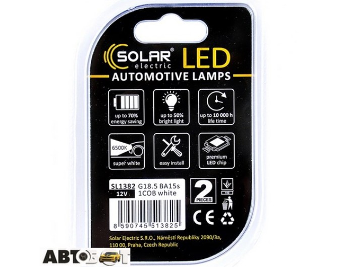 LED лампа SOLAR G18.5 BA15s 12V 1COB white SL1382 (2 шт.), ціна: 82 грн.