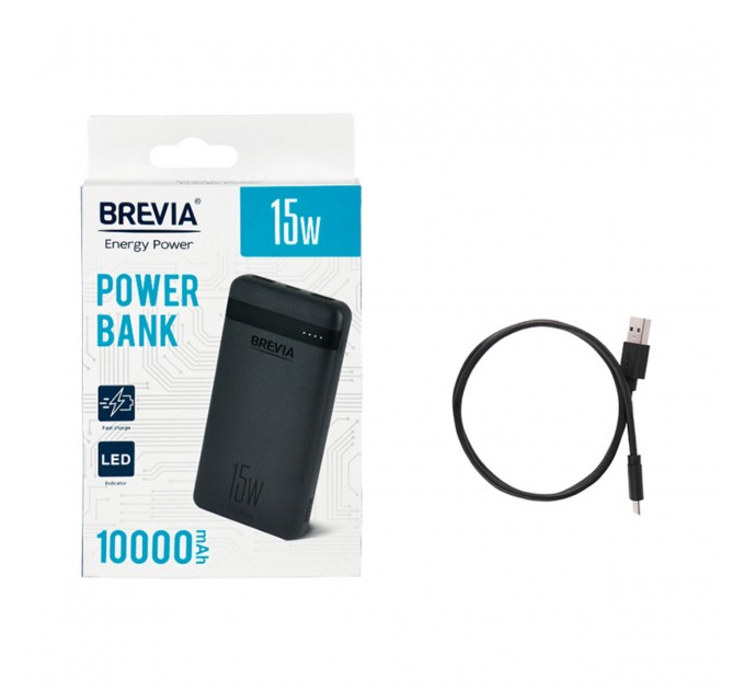 Повербанк (Power Bank) Brevia 10000mAh 15W Li-Pol чорний, ціна: 499 грн.
