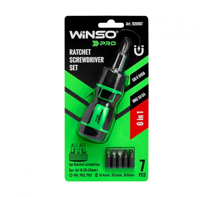 Викрутка Winso Pro реверсивна з комплектом насадок 6в1, ціна: 186 грн.