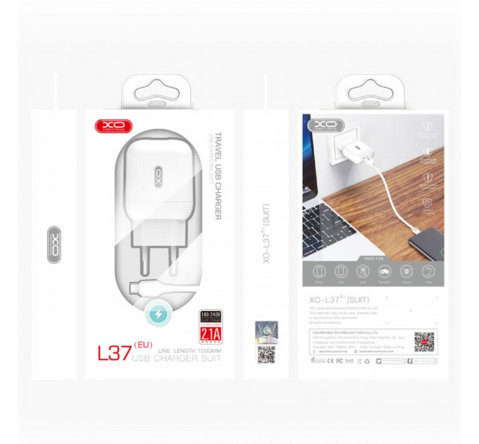 Сетевое зарядное устройство XO L37 + Micro кабель белый, цена: 109 грн.