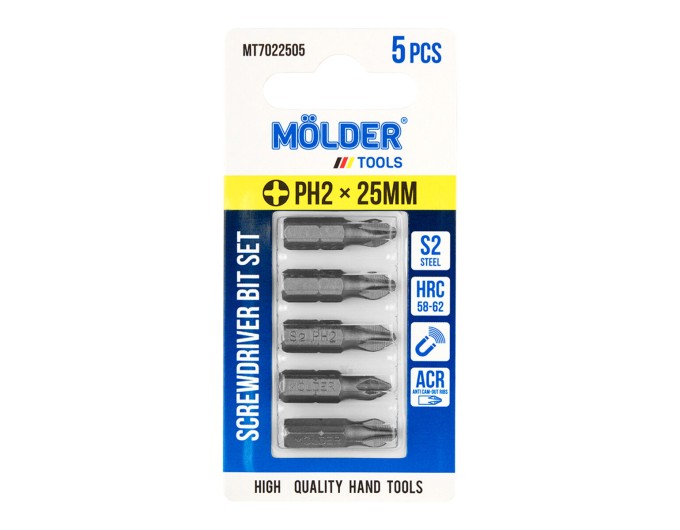 Набор бит Molder PH2x25мм 5шт, цена: 61 грн.