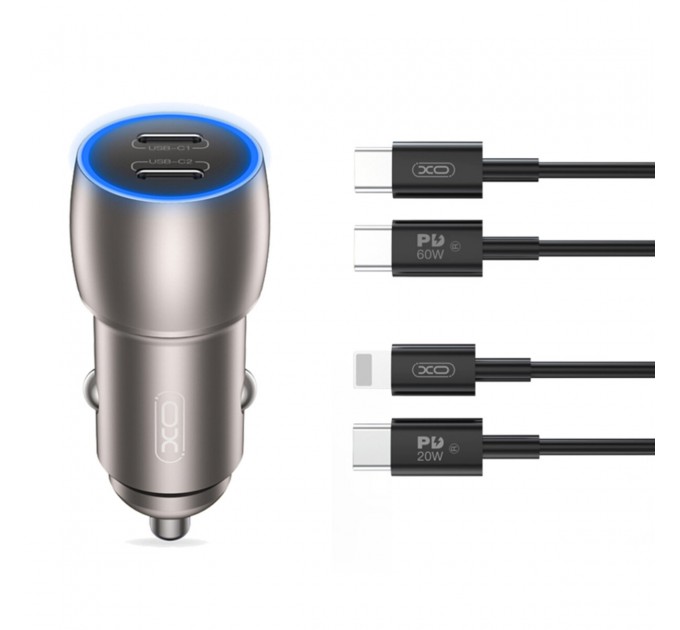 Автомобильное зарядное устройство XO CC51 PD40W Metal Intelligent Dual + Lightning кабель, цена: 309 грн.
