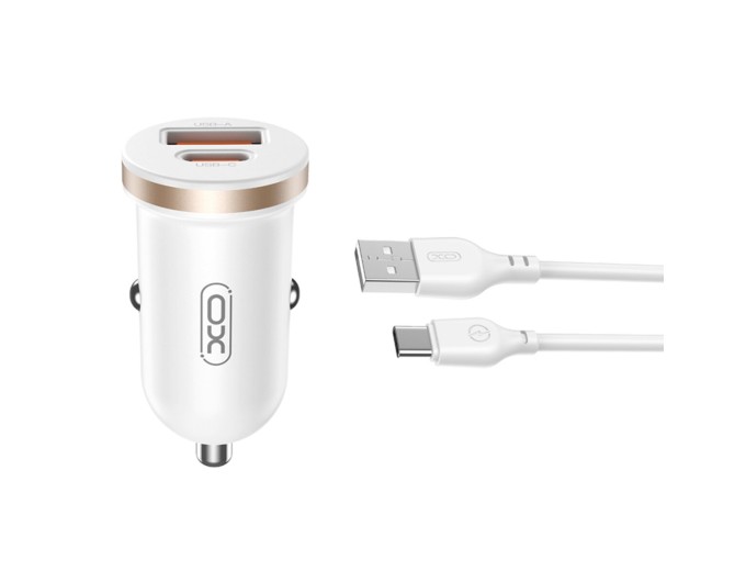 Автомобильное зарядное устройство XO CC56 Plastic mini 30W+ Type-c кабель белый, цена: 219 грн.