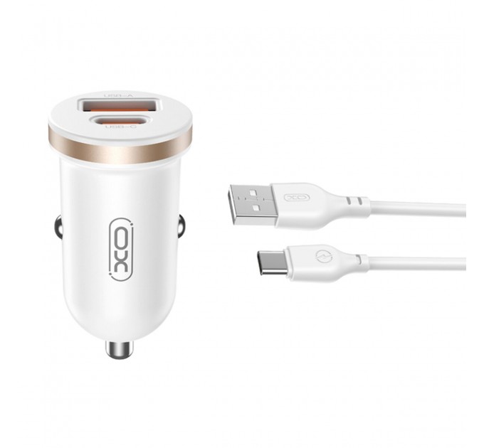 Автомобильное зарядное устройство XO CC56 Plastic mini 30W+ Type-c кабель белый, цена: 199 грн.