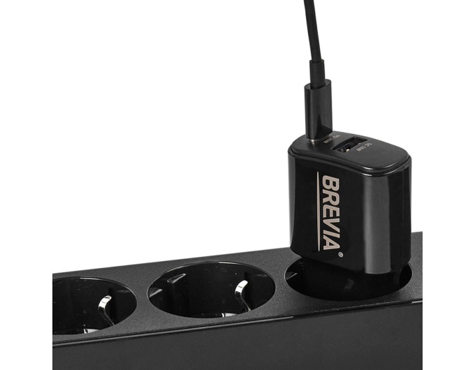 Сетевое зарядное устройство Brevia ePower PD20W USB-C+USB-A черный, цена: 391 грн.