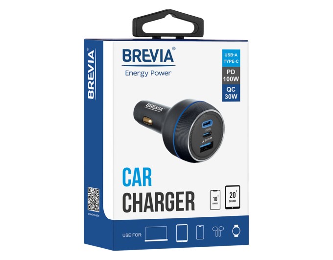 Автомобільний зарядний пристрій Brevia ePower TriPower PRO 130W 2xUSB-C+1xUSB-A, ціна: 741 грн.