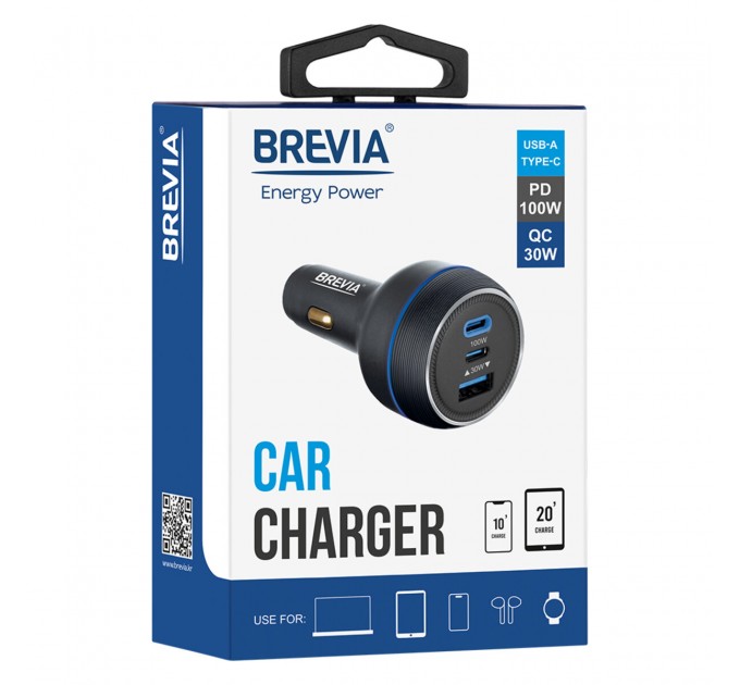 Автомобильное зарядное устройство для Brevia ePower TriPower PRO 130W 2xUSB-C+1xUSB-A, цена: 724 грн.