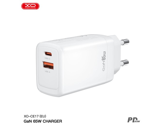 Сетевое зарядное устройство XO CE17 GaN 65W белый, цена: 879 грн.