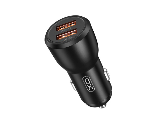 Автомобильное зарядное устройство XO CC55 QC18W+USB12W+ Lightning кабель черный, цена: 169 грн.