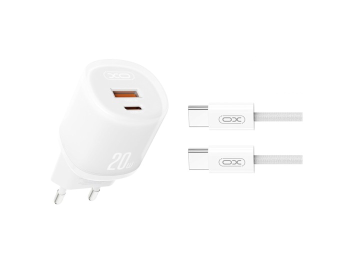 Сетевое зарядное устройство XO L144 PD20W 1USB-A+1USB-C + Type C кабель белый, цена: 289 грн.