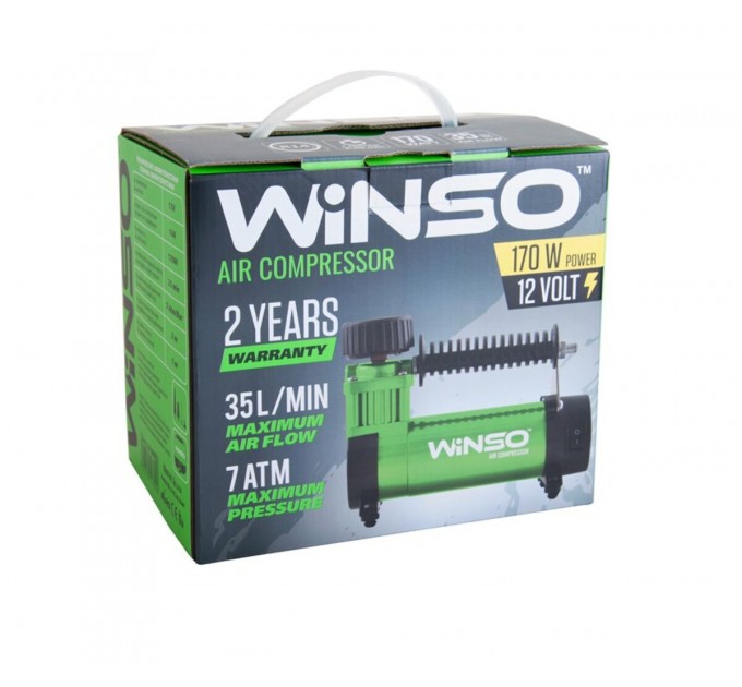Компрессор автомобильный Winso 7 Атм 35 л/мин 170Вт, кабель 3м, шланг 1м, цена: 727 грн.