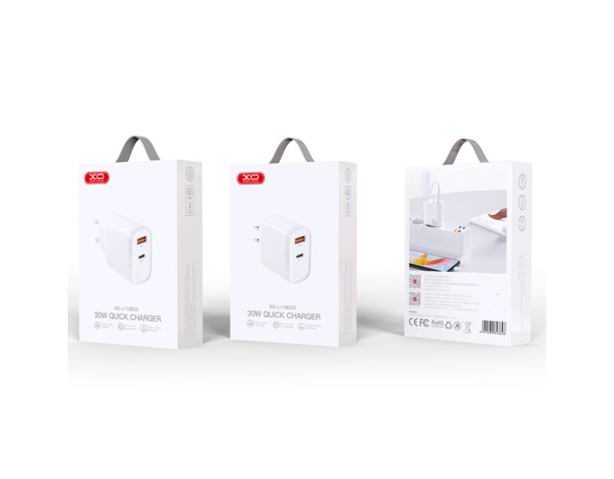 Сетевое зарядное устройство XO L116 PD30W/QC18W1USB-C+1USB-A белый, цена: 319 грн.