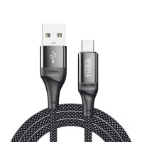Кабель Brevia USB to Type-C 2,4А 1м, черный ZIP