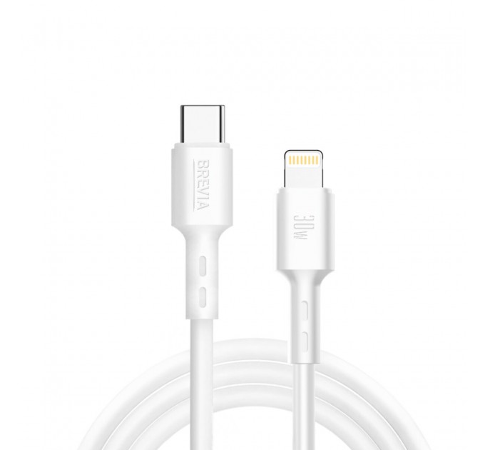Кабель Brevia Type-C to Lightning 30W 1м, белый ZIP, цена: 118 грн.