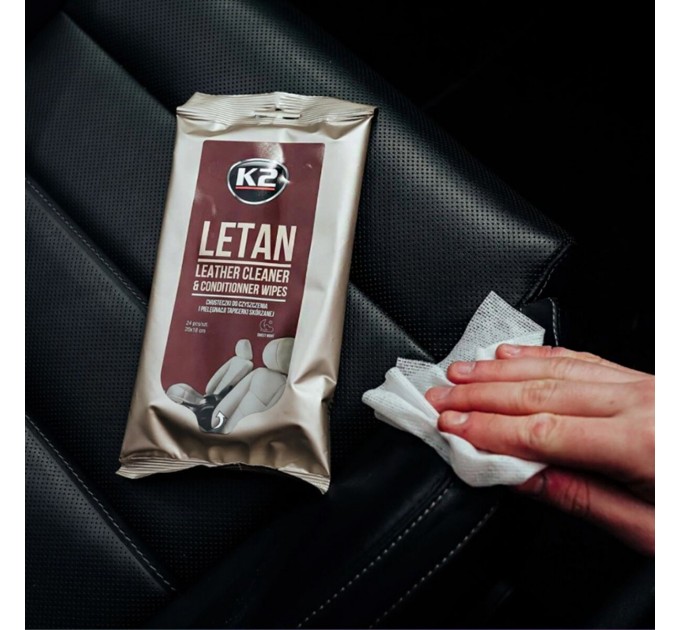 Вологі серветки для очищення шкіряної оббивки K2 Letan Leather Cleaner&Conditionner Wipes, ціна: 76 грн.