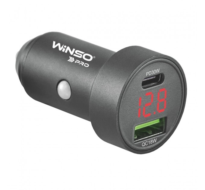 Автомобильное зарядное устройство Winso Pro 48W 1xUSB-C+1xUSB-A, display, metal, цена: 359 грн.