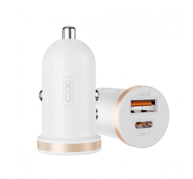 Автомобильное зарядное устройство XO CC56 Plastic mini 30W+ Type-c кабель белый, цена: 199 грн.