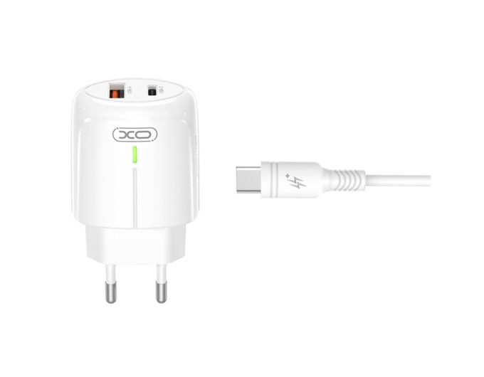 Сетевое зарядное устройство XO L114 PD20W/QC18W + Lightning кабель белый, цена: 299 грн.