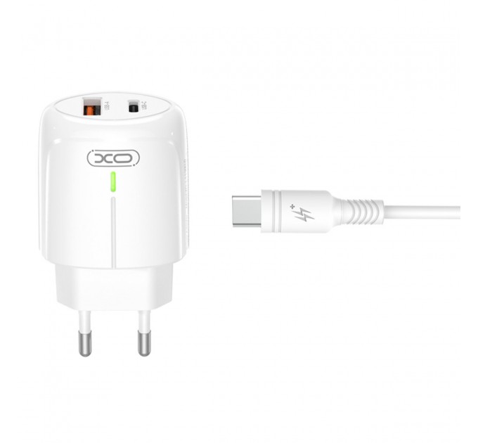 Сетевое зарядное устройство XO L114 PD20W/QC18W + Lightning кабель белый, цена: 279 грн.