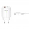 Сетевое зарядное устройство XO L114 PD20W/QC18W + Lightning кабель белый, цена: 279 грн.