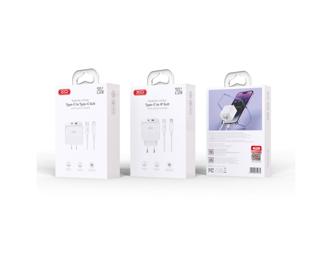 Сетевое зарядное устройство XO L137 PD20W/QC18W 1USB-A+1USB-C + Lightning кабель белый, цена: 299 грн.