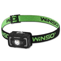 Фонарь налобный Winso 200Lm, 5W CREE XTE+COB, 3xAAA, с сенсором белый/красный