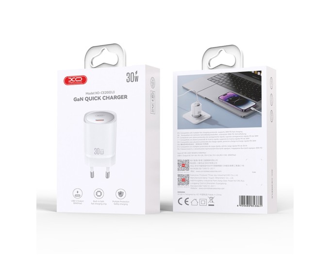 Сетевое зарядное устройство XO CE20 PD30W/PPS33W 1USB-C белый, цена: 389 грн.