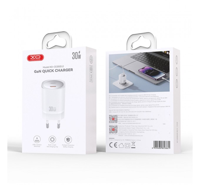 Сетевое зарядное устройство XO CE20 PD30W/PPS33W 1USB-C белый, цена: 349 грн.