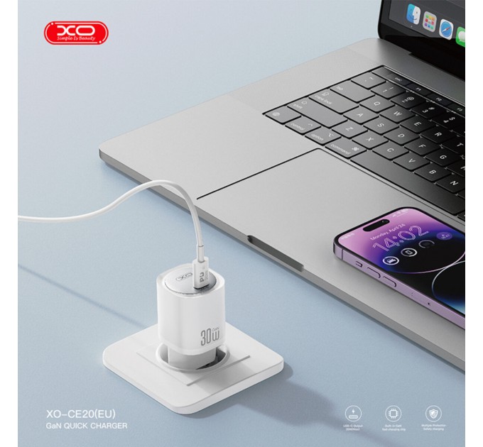 Сетевое зарядное устройство XO CE20 PD30W/PPS33W 1USB-C + Lightning кабель белый, цена: 409 грн.