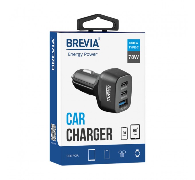 Автомобильное зарядное устройство для Brevia ePower TriDrive 78W 2xUSB-C+1xUSB-A, цена: 456 грн.
