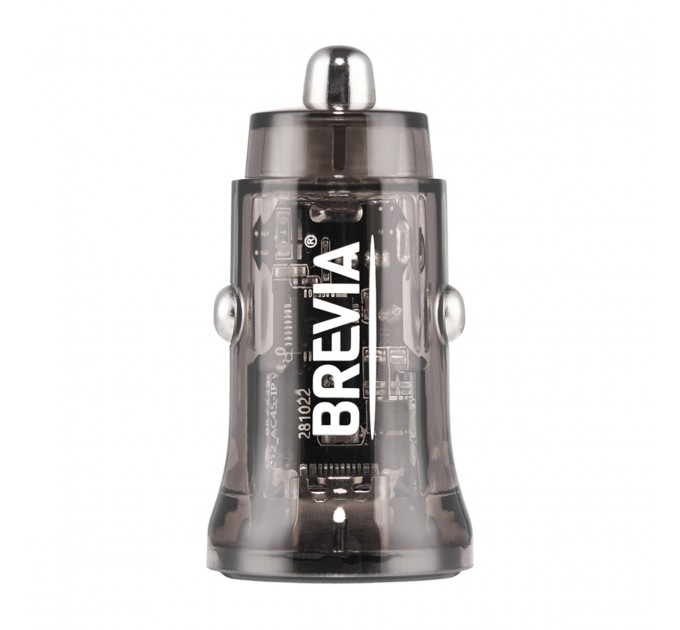 Автомобильное зарядное устройство Brevia ePower DualCharge 45W 1xUSB-C+1xUSB-A, прозрачный черный, цена: 288 грн.