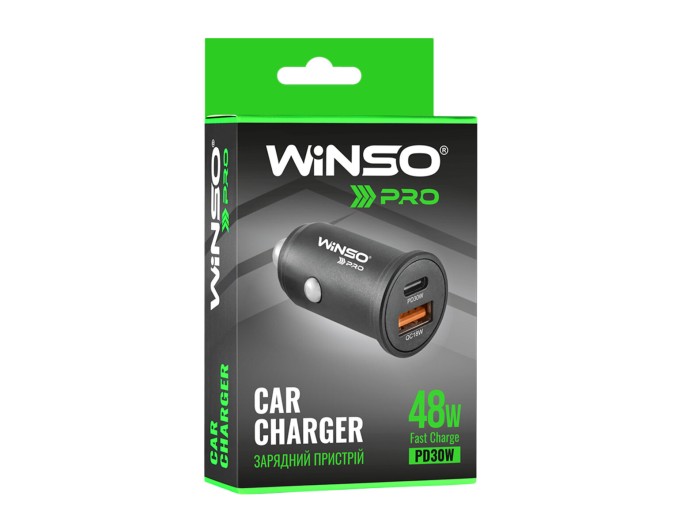 Автомобильное зарядное устройство Winso Pro 48W 1xUSB-C+1xUSB-A, metal, цена: 309 грн.