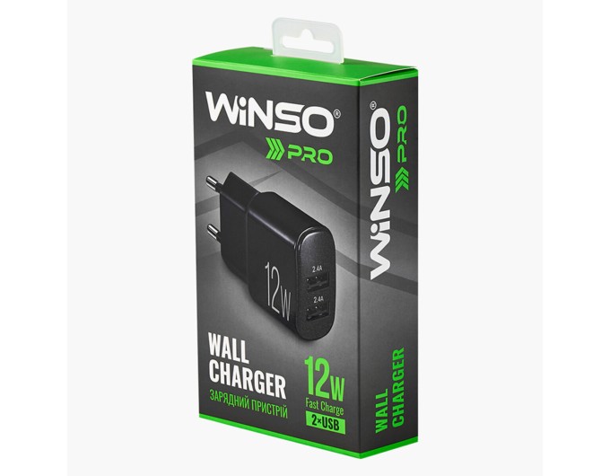 Сетевое зарядное устройство Winso Pro 12W 2xUSB-A черный, цена: 222 грн.
