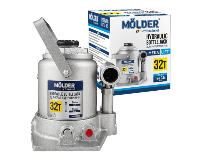 Домкрат гидравлический бутылочный Molder 32т 194-344мм, цена: 3 382 грн.