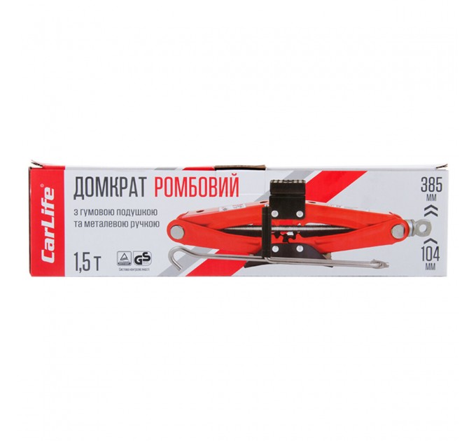 Домкрат ромбовий CarLife 1,5т 104-385мм з гумовою подушкою, ціна: 677 грн.