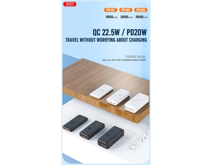 Повербанк (Power Bank) XO PR188 20000mAh 22.5W черный, цена: 1 169 грн.