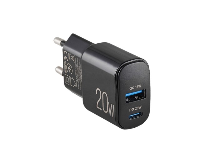 Сетевое зарядное устройство Brevia ePower PD20W USB-C+USB-A черный, цена: 391 грн.