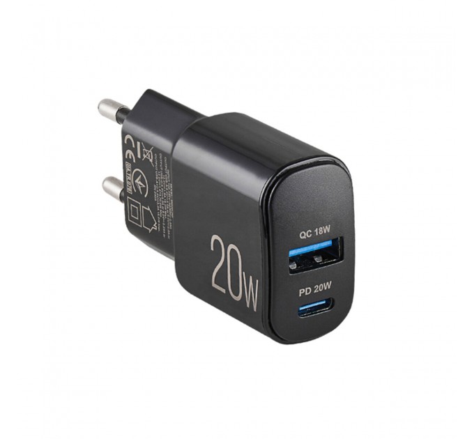Сетевое зарядное устройство Brevia ePower PD20W USB-C+USB-A черный, цена: 382 грн.