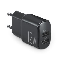 Сетевое зарядное устройство Brevia ePower 12W 2xUSB-A черный